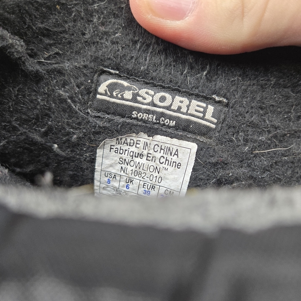Sorel Boots Womens 8 Snowlion Waterproof Felt Lined Black Tall Snow Mid Calf - Picture 8 of 8